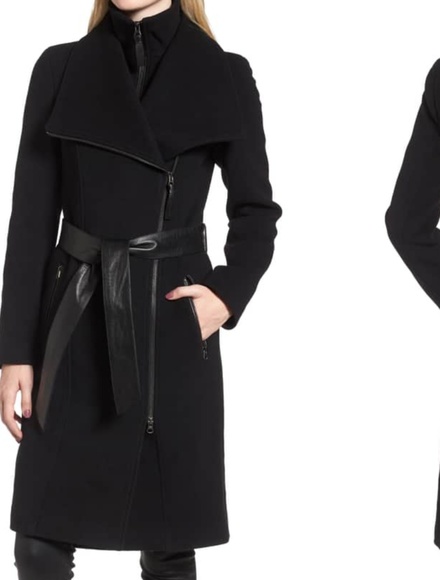 mackage nori belted wide lapel coat
